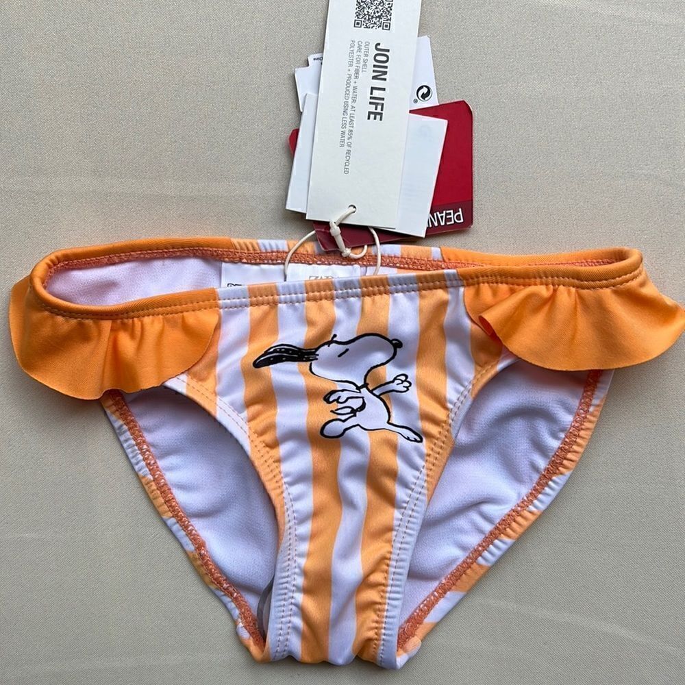 Zara Snoopy Peanuts Striped Swimsuit Bottom